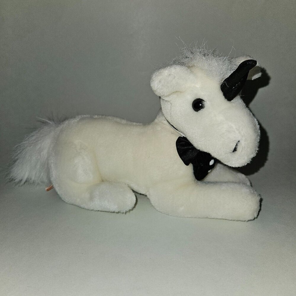 VTG Dakin 1988 White Black Tuxedo Unicorn Plush 11" Stuffed Animal Soft Classics